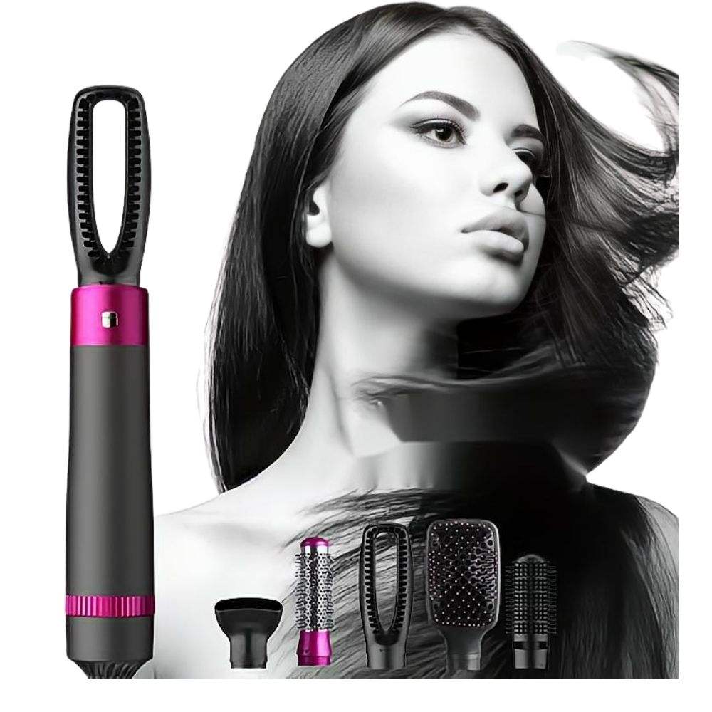 فرشاة الهواء الساخن 5 في 1 –Hot hair Brush تجفيف، تمليس، تجعيد وتصفيف بشعرة واحدة